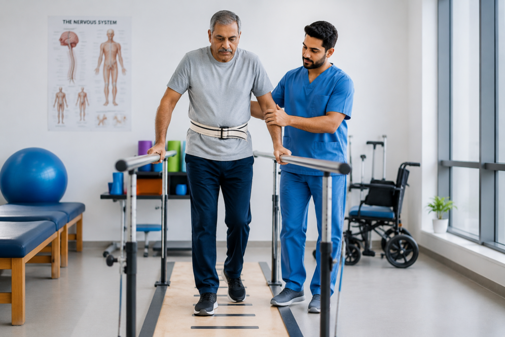 Neurology physiotherapy session for stroke rehabilitation at Sri Sai Priya Physiotherapy Clinic ghatkesar